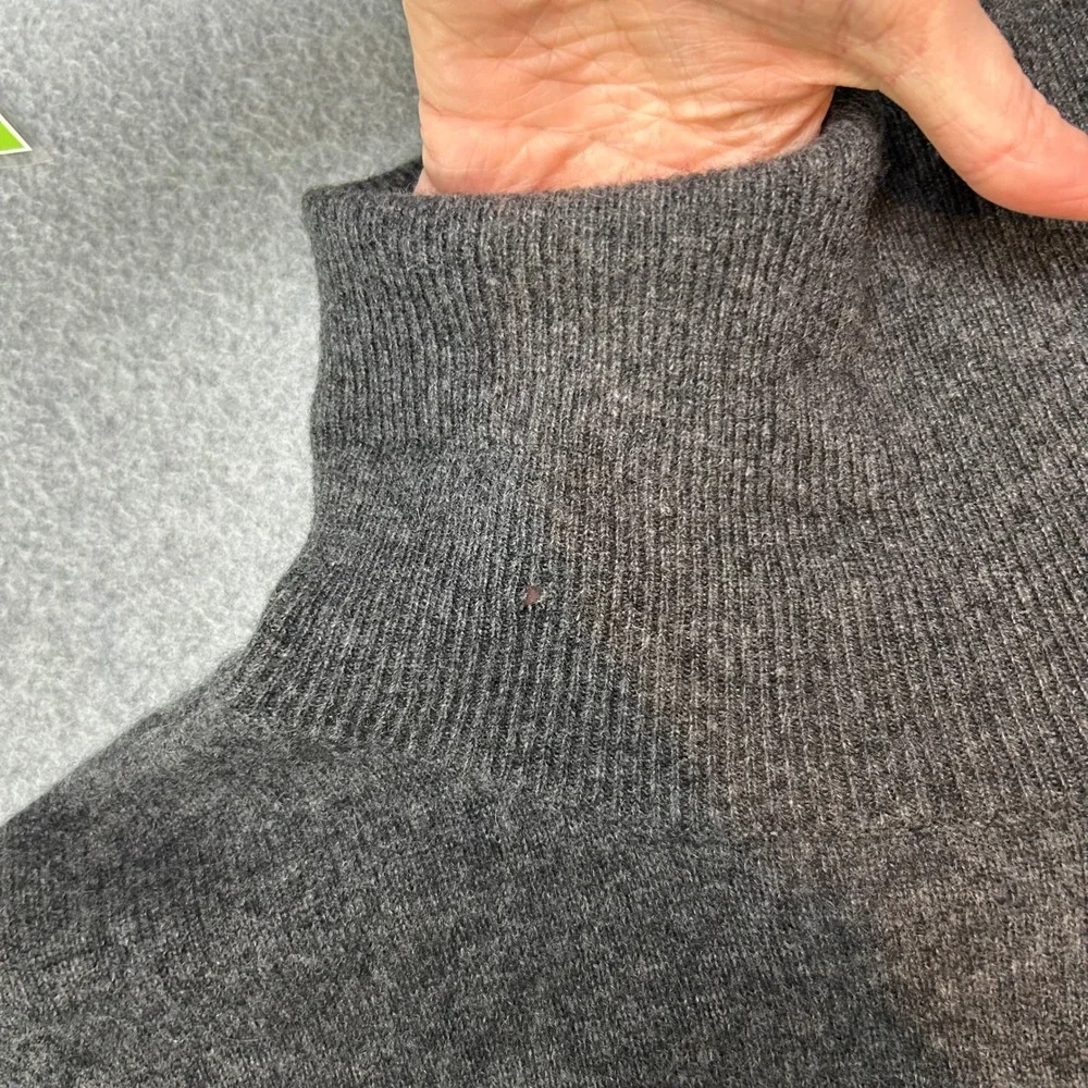 MAGASCHONI Cashmere Turtleneck Sweater Asymmetric Hem Charcoal Gray Womens Large - Picture 5 of 13